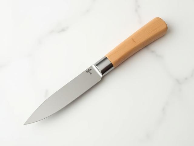 A delicate 6-inch Petty Utility knife ideal for intricate work, featuring a high-carbon steel blade and an elegant Maple wood handle.