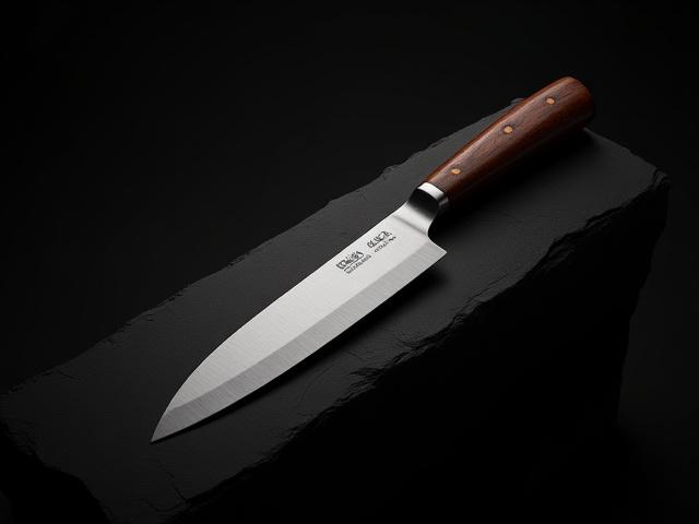 A long, slender slicing/carving knife with a mirror-polished blade and a comfortable Wenge wood handle, designed for flawless cuts of roast and fish.