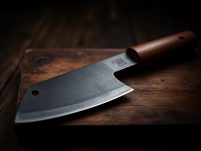 Heavy, custom-forged meat cleaver by Charles L Dunlap