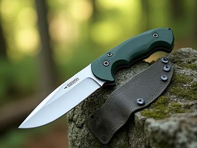 A robust hunting utility knife with a Micarta handle, outdoor setting