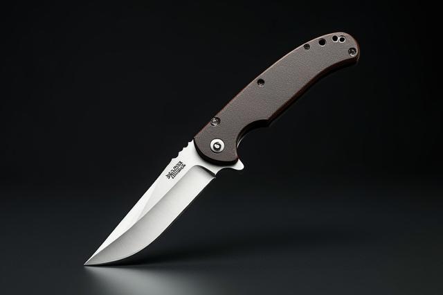 Custom folding knife fully open, showcasing its precise blade alignment and handle ergonomics.